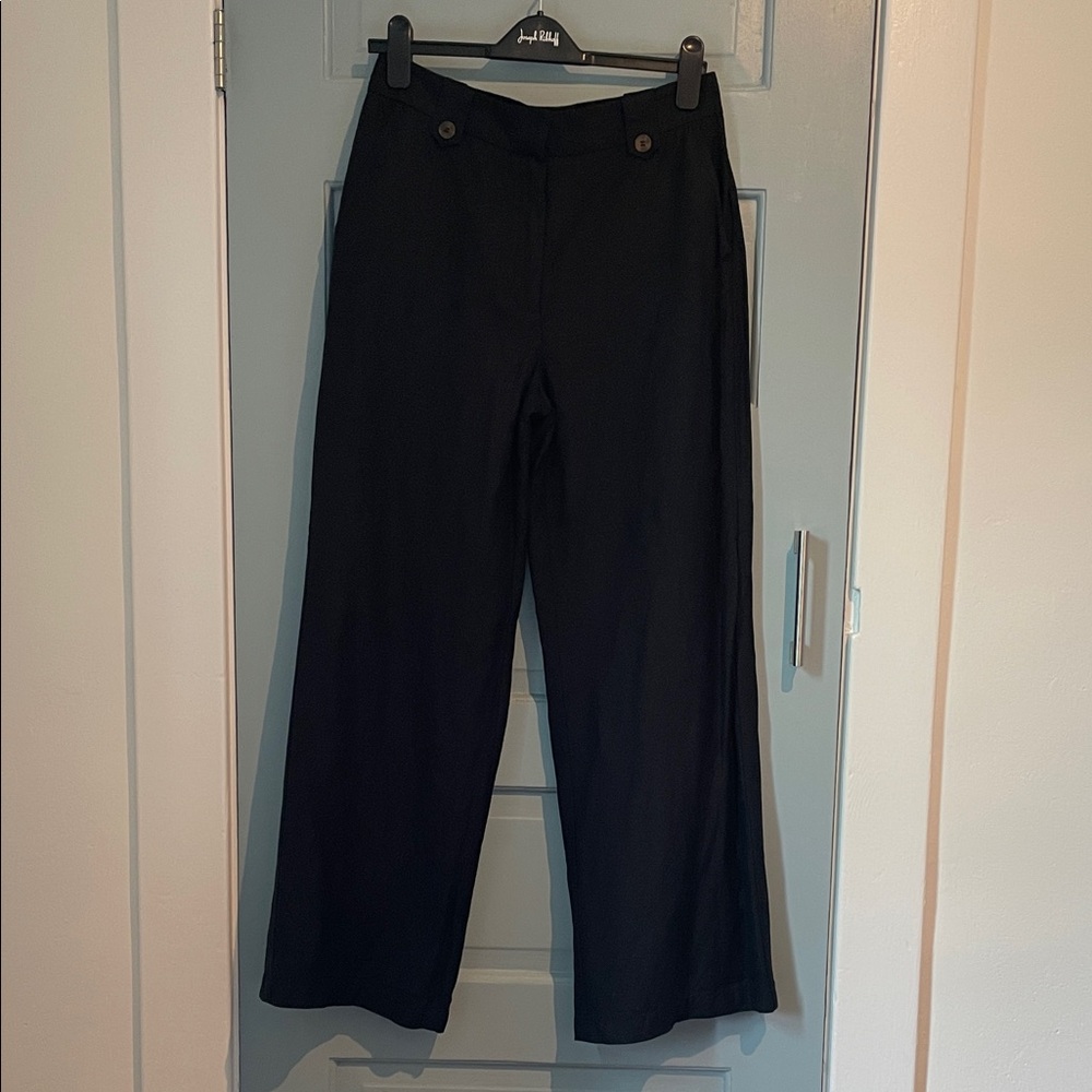 Black Wide-Leg Linen blend Trousers size 6